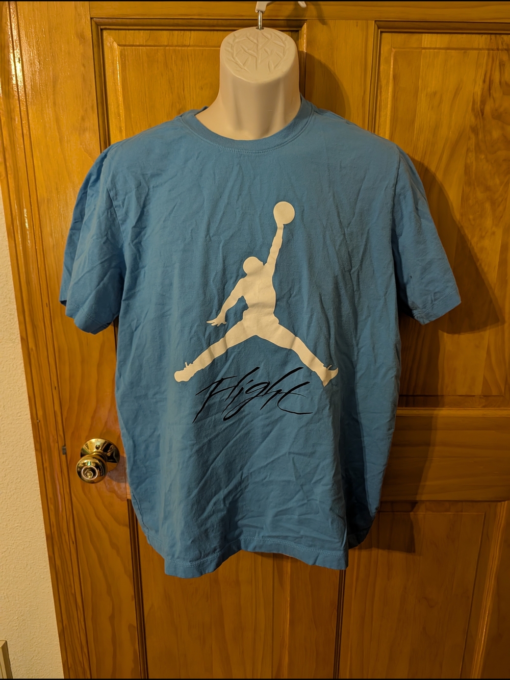 Nike Light Blue Short Sleeve Tee with White Jumpman Graphic